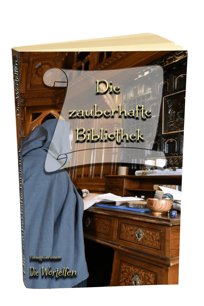 Cover des Buches. Eine Frau sitzt mit einer Kutte an einem Schreibtisch