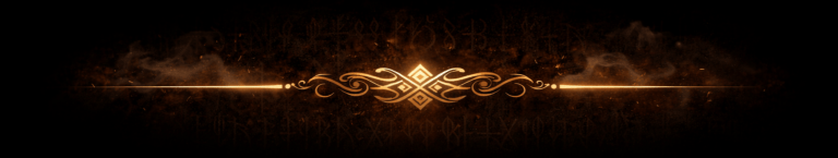 Goldene nordische Ornament-Trennlinie mit Knotenmuster auf dunklem Hintergrund.